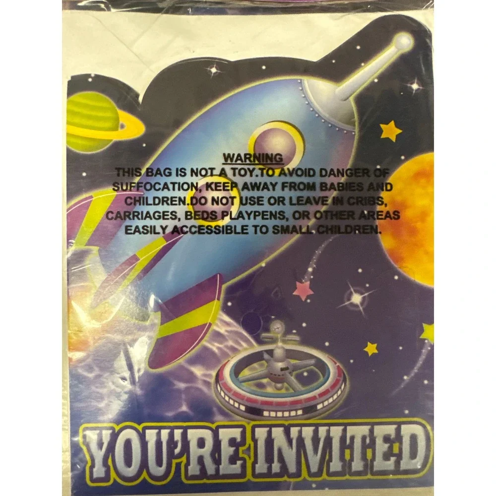 24 Rocket Ship Invitation‎ Cards with Envelopes UFO Outer Space Birthday Party